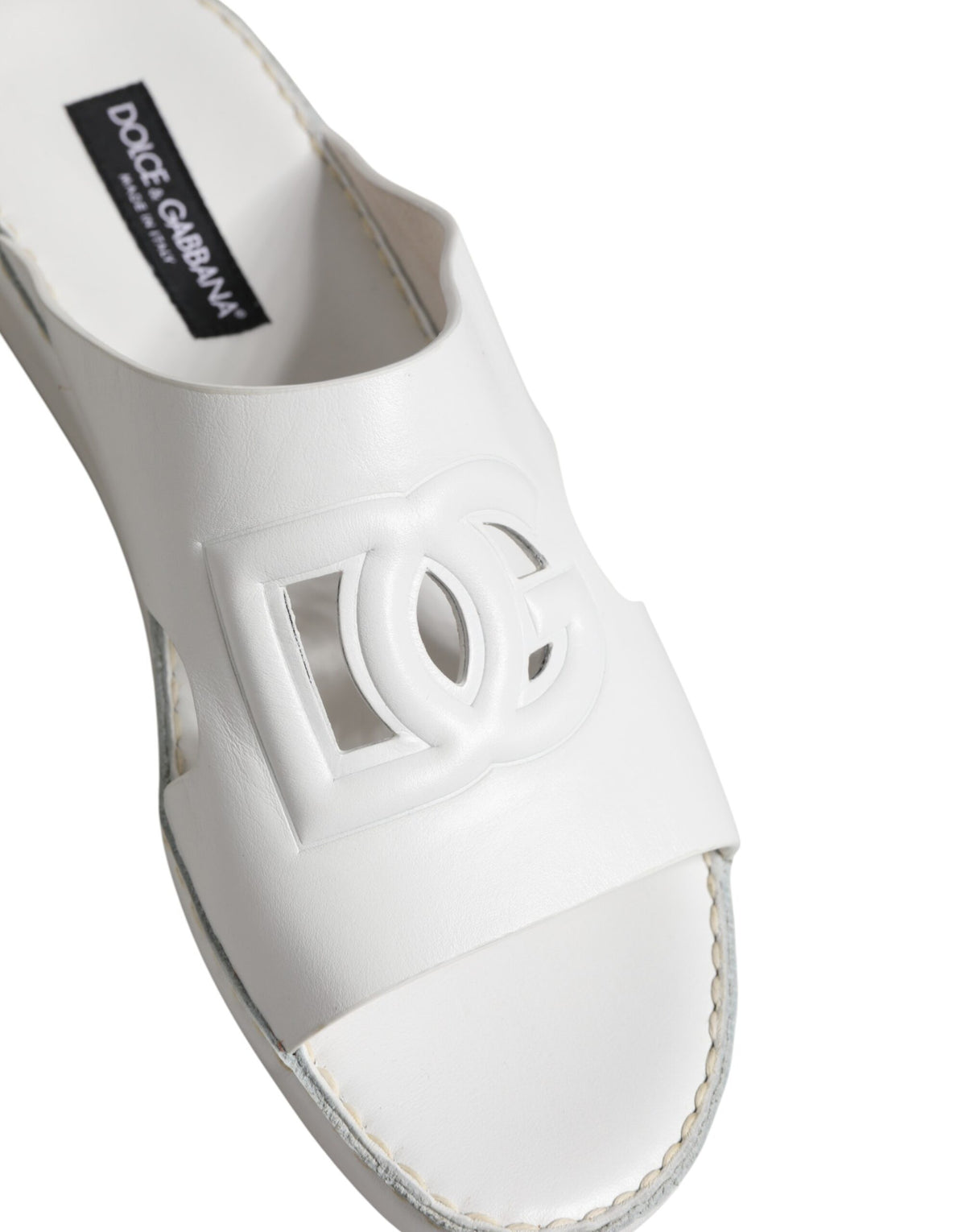 White DG Cutout Slides Slippers Flats Shoes