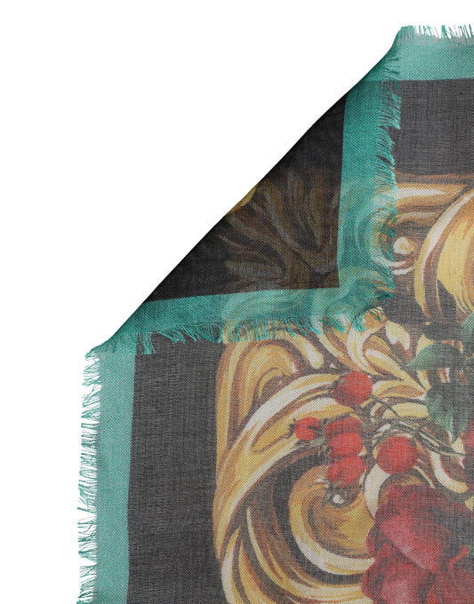 Multicolor Floral Cashmere Square Stole 134cmx134cm Scarf