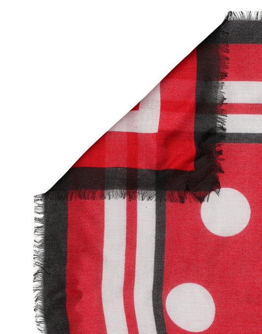 Red Polka Dot Print Square Stole 137cm x 134.5cm Scarf