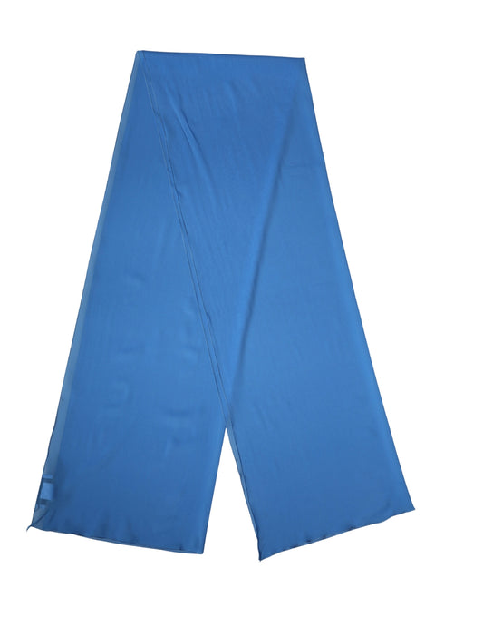 Blue Silk Neck Wrap Shawl Stole 200cm x 64cm Scarf