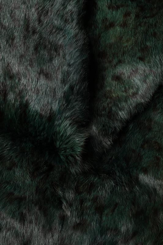 Black Green Stripe Fur Shawl Neck Wrap 180cm x49cm Scarf