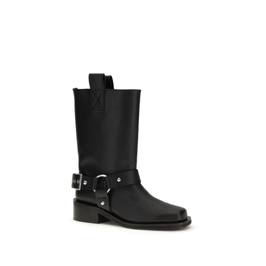 Black Calf Leather Bos Taurus Flat Boots