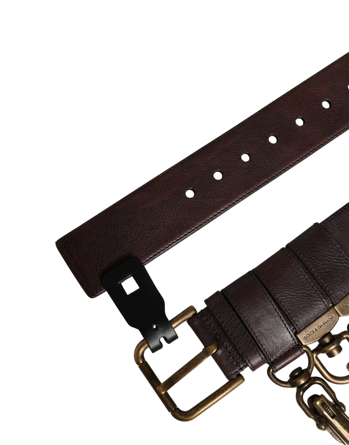 Men Brown Calfskin Leather Metal Buckle Belt