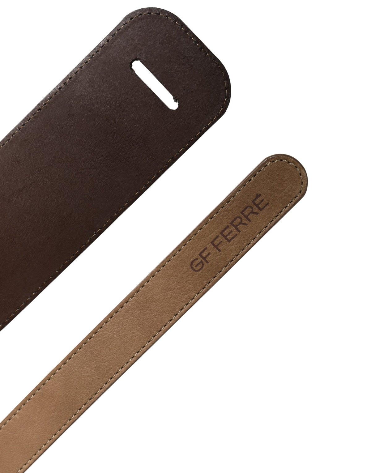 Brown Genuine Leather Logo Wide Waist Women Belt