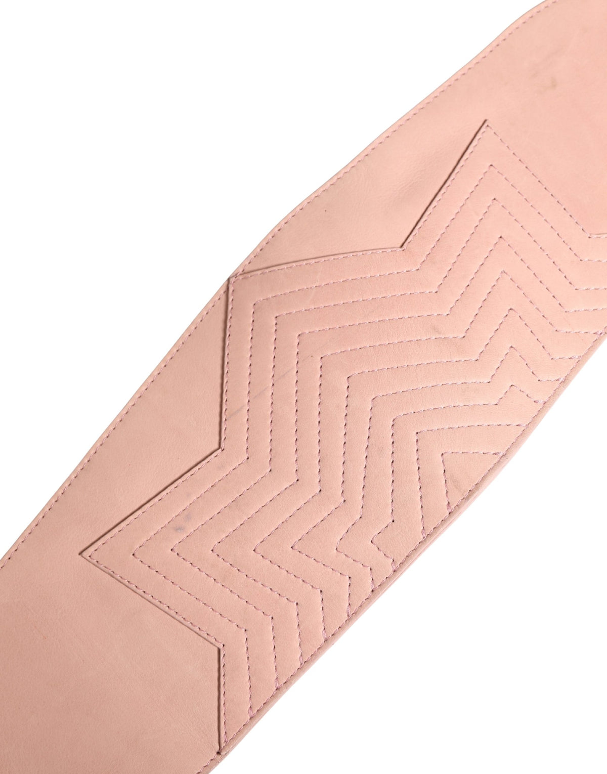 Light Pink Leather Wide Waist Round Buckle Belt