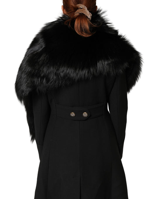 Black Fox Fur Neck Wrap Warmer Winter Scarf