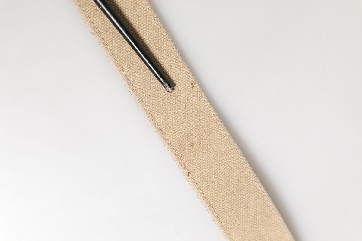 Men Beige Canvas Silver Metal Buckle Cintura Belt
