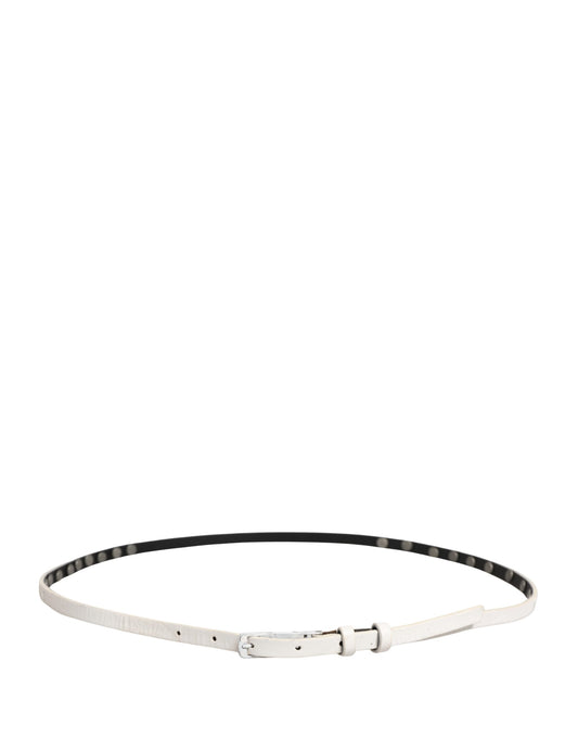 White Leather Studded Cintura Belt