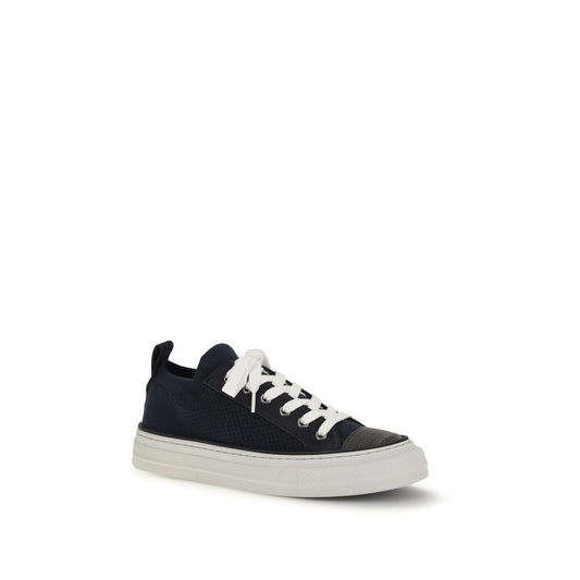 Blue Cotton Low Top Sneakers