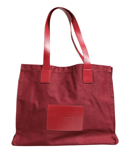Burgundy Cotton Canvas Shopping Tote Women Borse Jewellery Bag