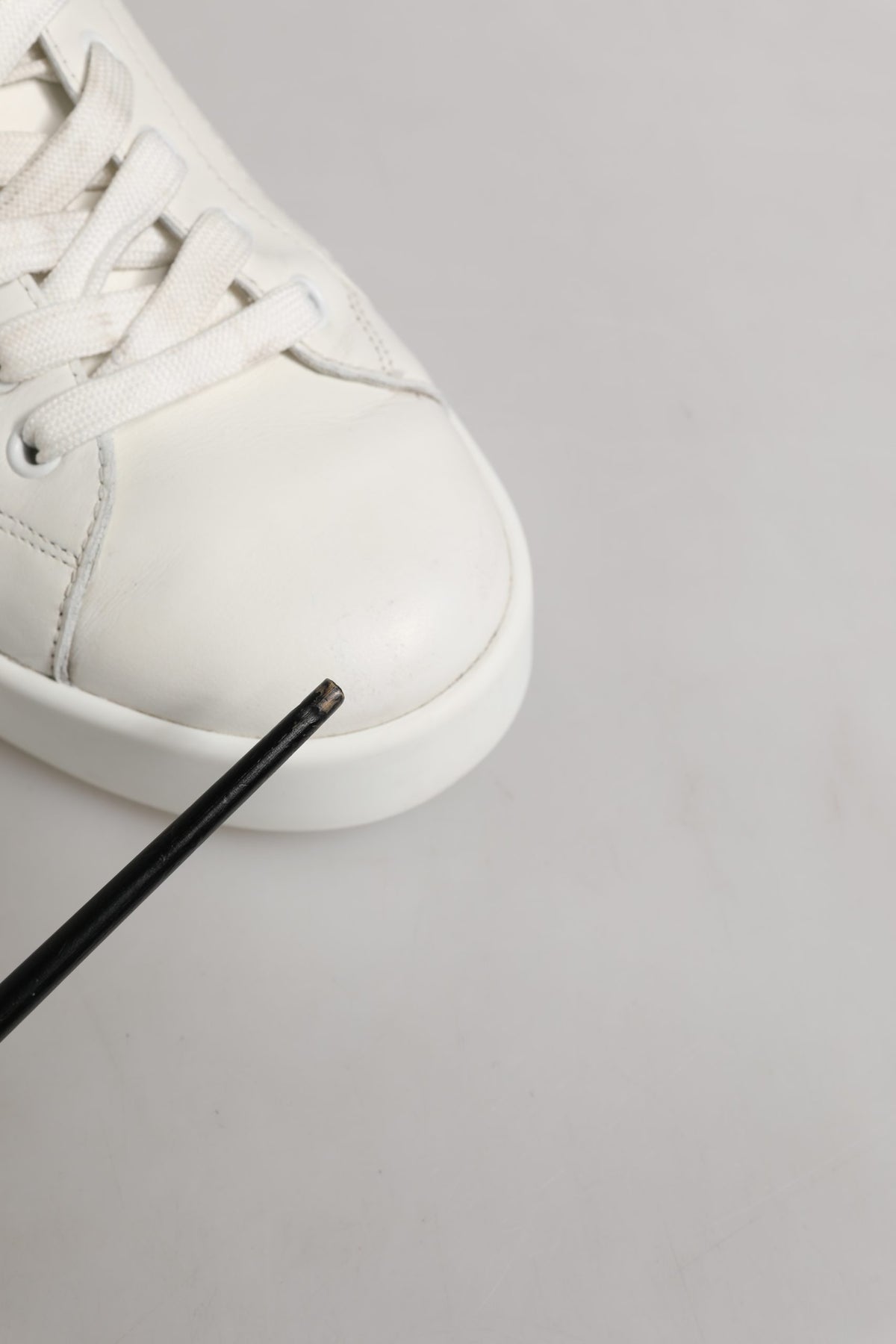 White Black Portofino Leather Sneakers Shoes