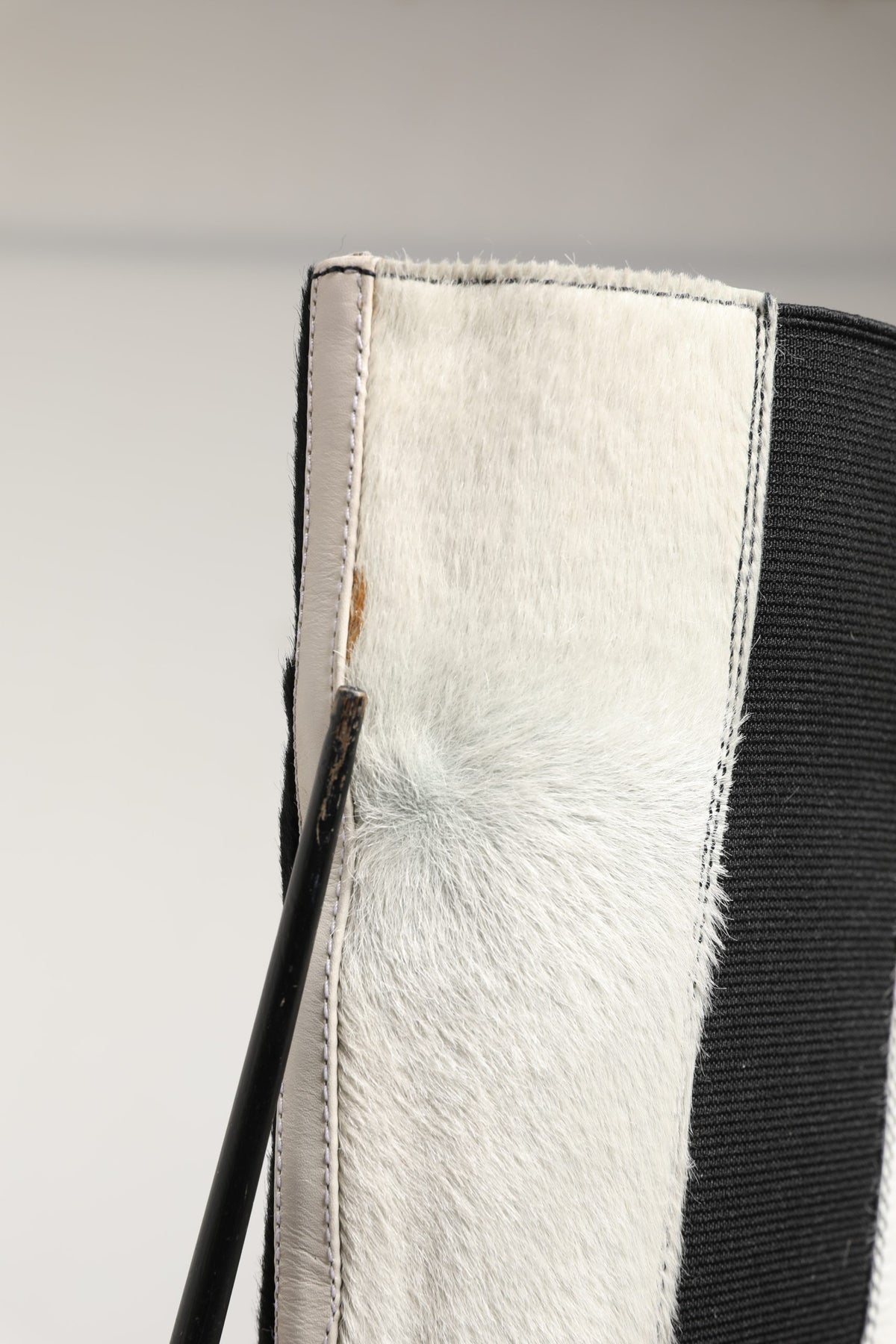 White Black Leather Knee High Boots Shoes