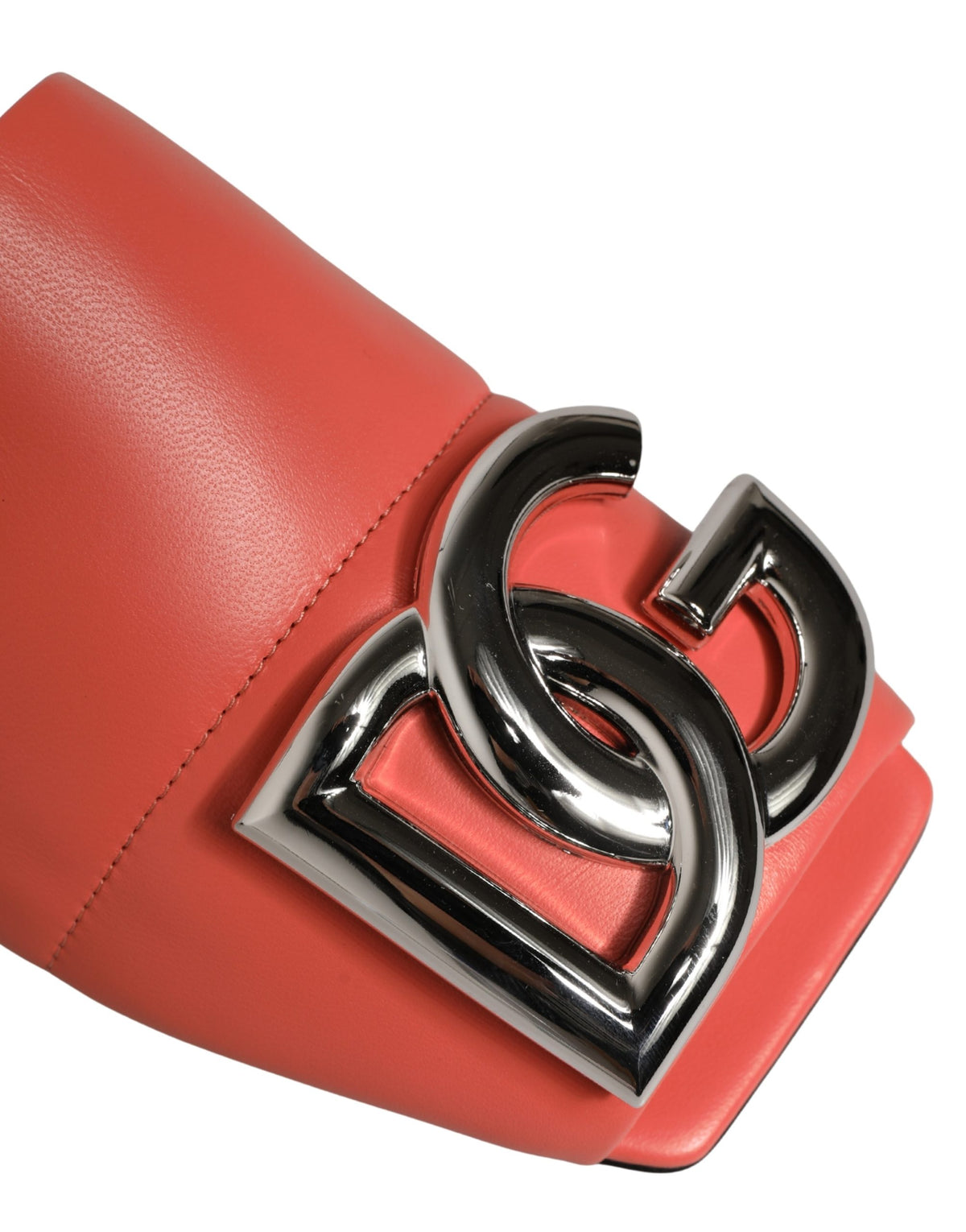Orange DG Logo Leather Flats Sandals Shoes