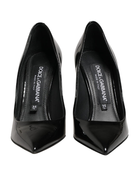 Black Calf Leather Stiletto Heels Pumps Shoes