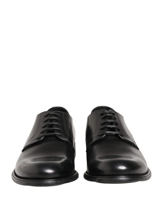 Black Calfskin Leather Derby Men Dress Shoes