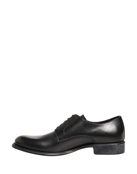 Black Calfskin Leather Derby Men Dress Shoes