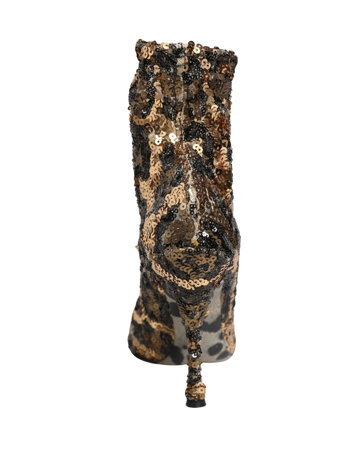 Gold Leopard Sequin Sock Ankle Boots Shoes