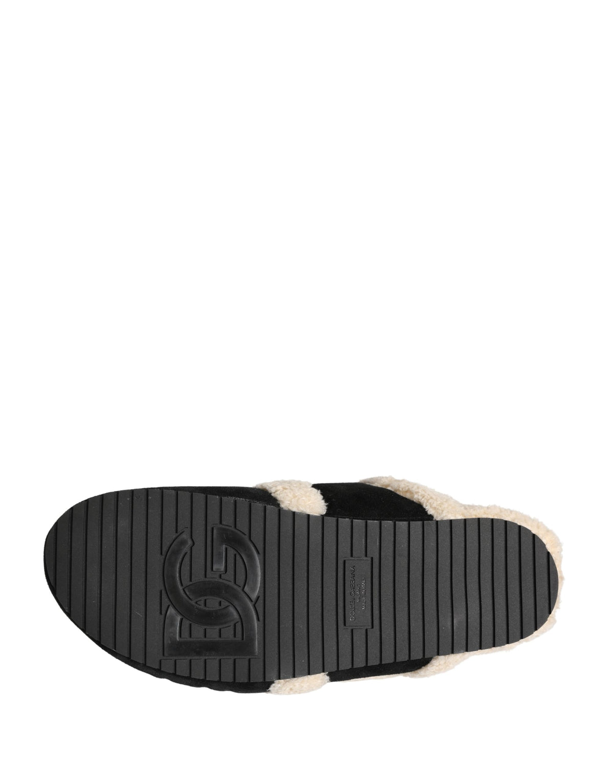 Beige Black Faux Fur Flats Men Sandals Shoes