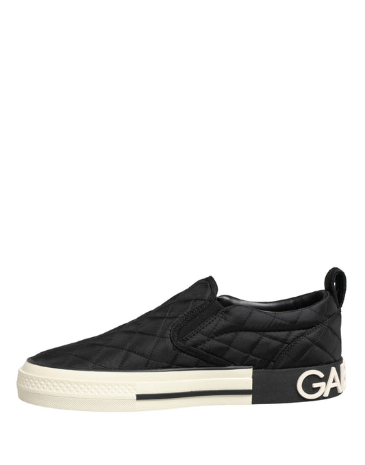 Black Quilted Slip On Low Top Sneakers Shoes