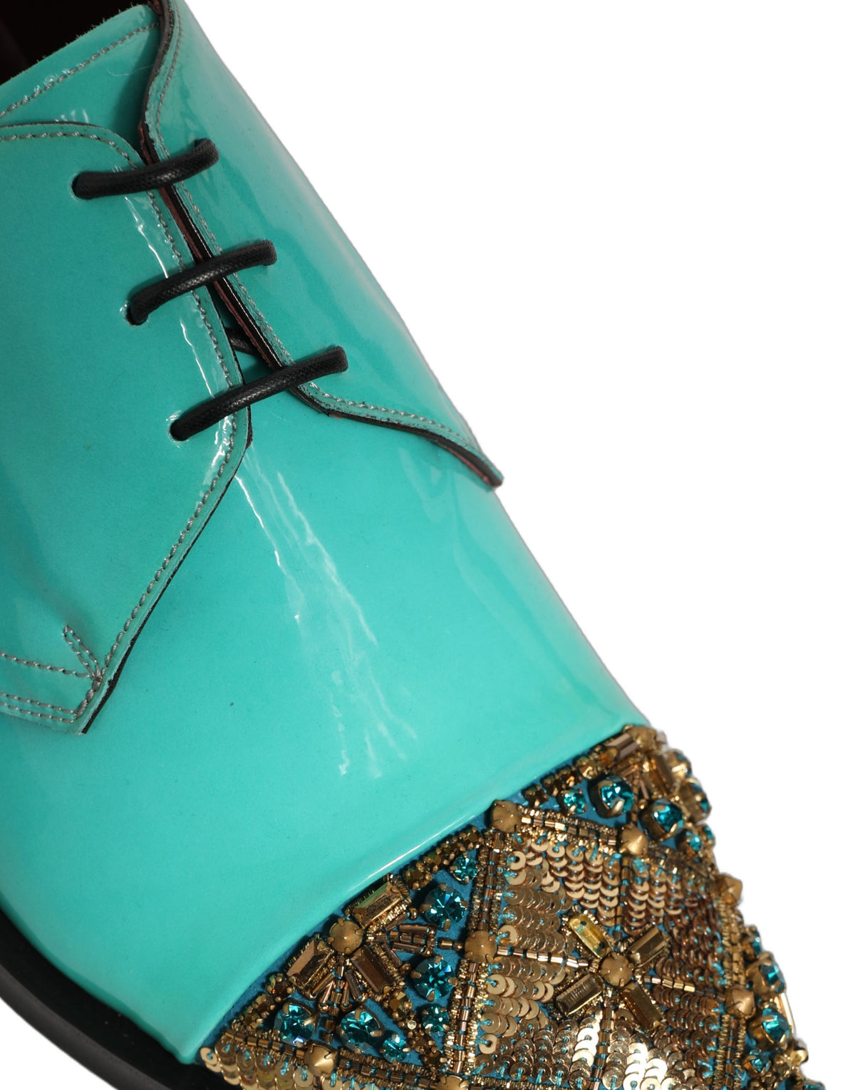 Aqua Blue Embellished Derby Dress Formal Shoes