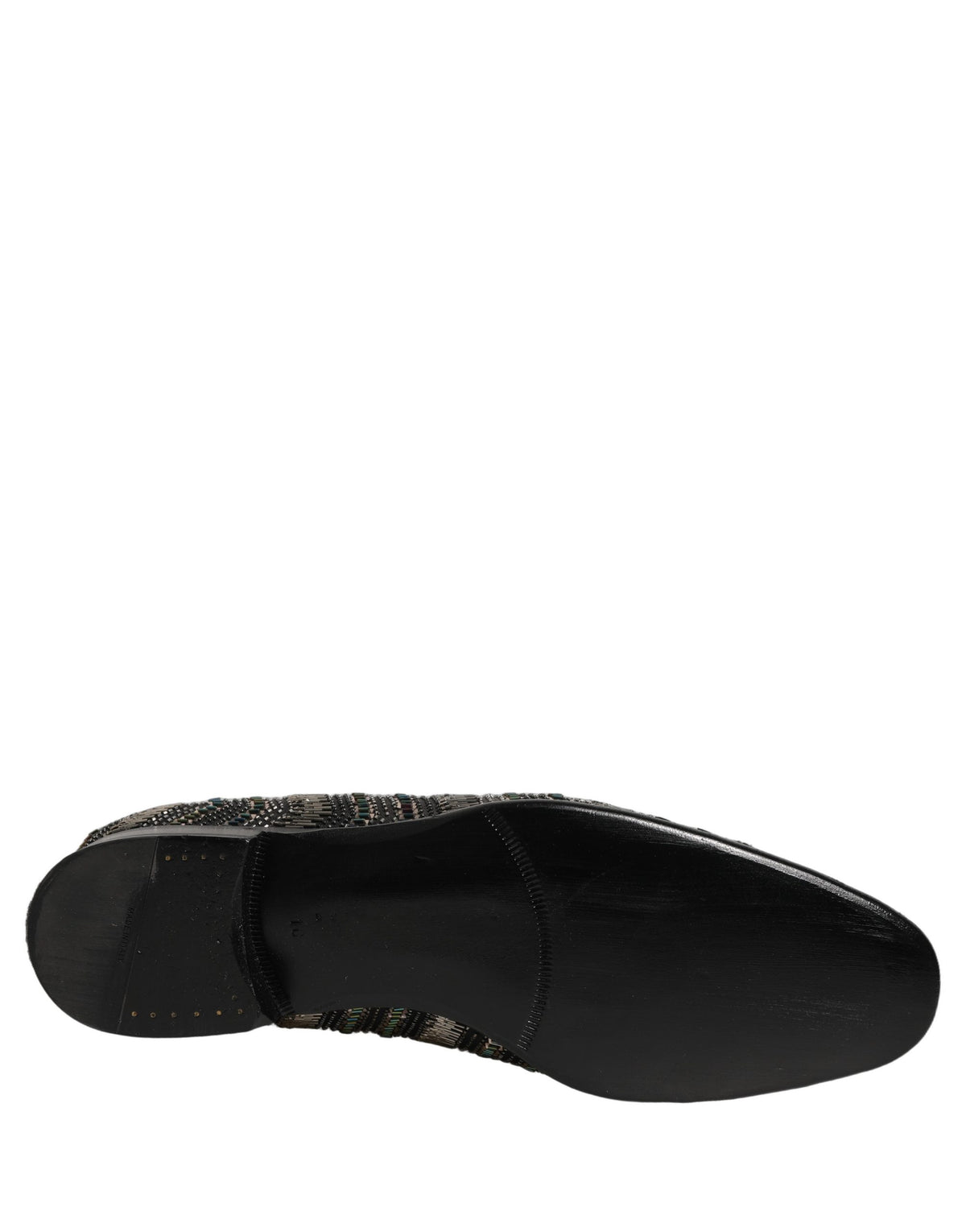 Black Silver Embellished Slip On Loafers Shoes