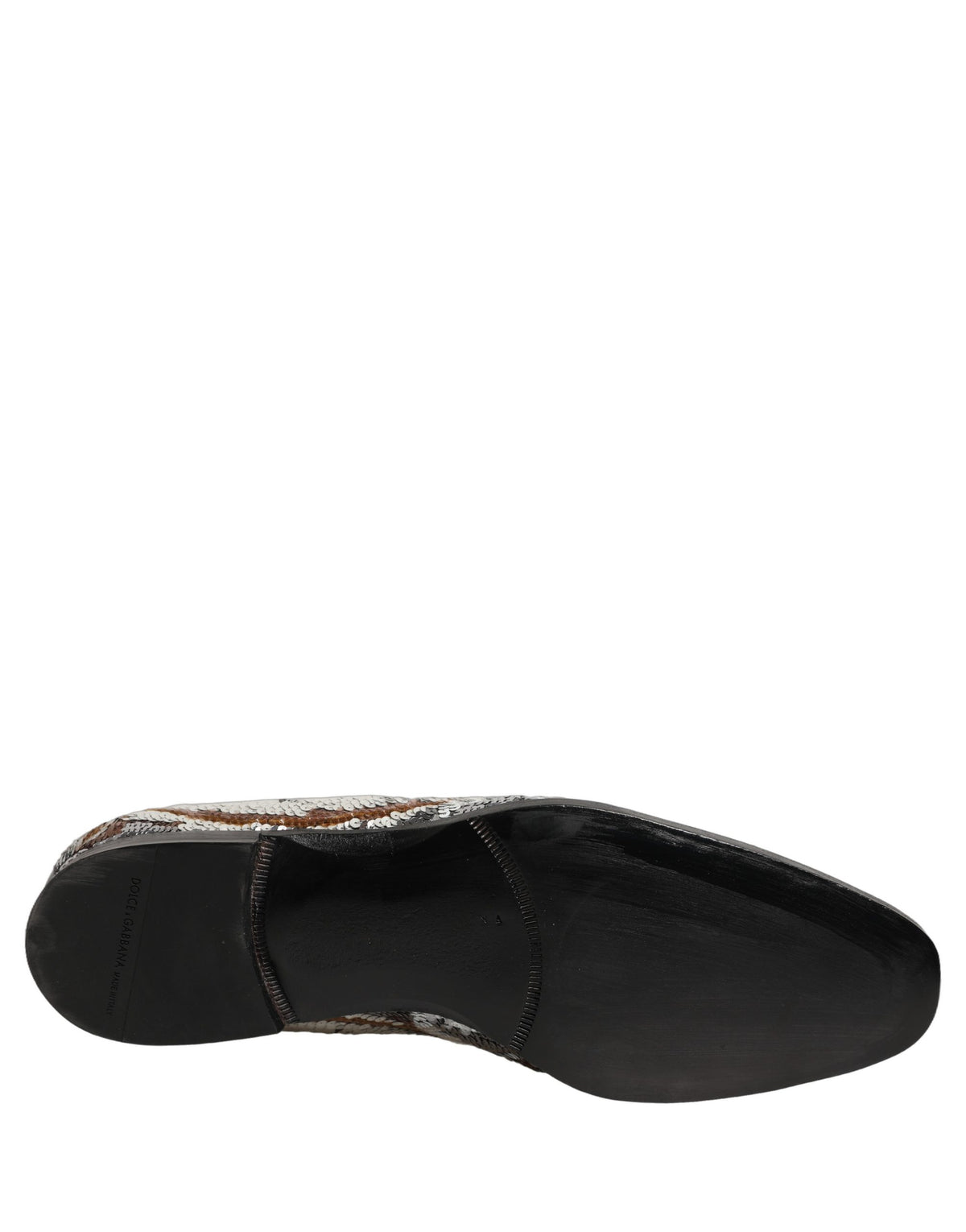White Gold Sequined Slip On Loafers Shoes