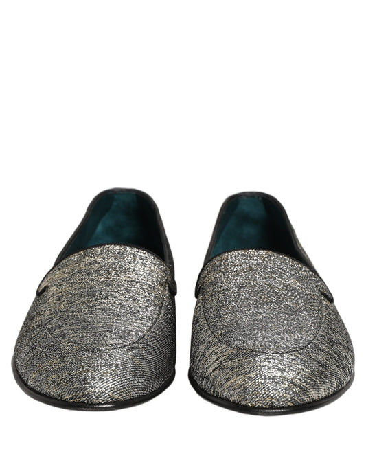 Gray Lurex Glitter Men Dress Loafers Shoes