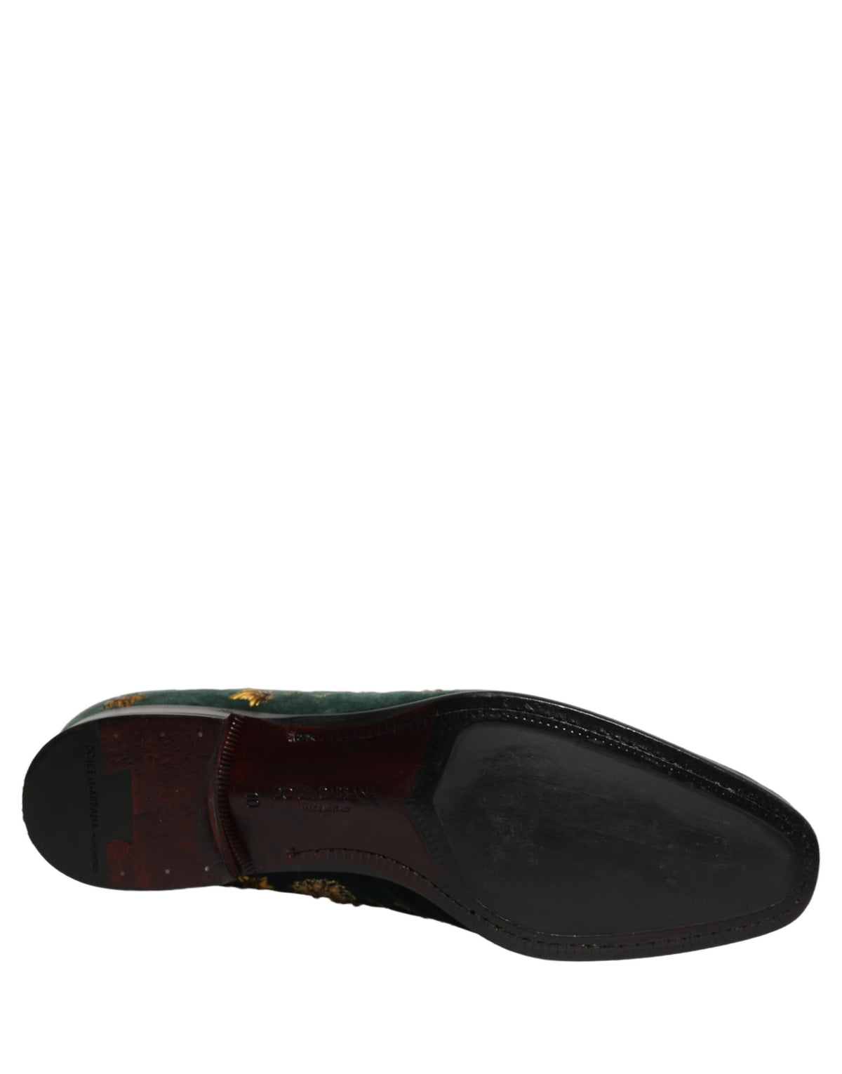 Green Floral Embroidery Dress Loafers Shoes