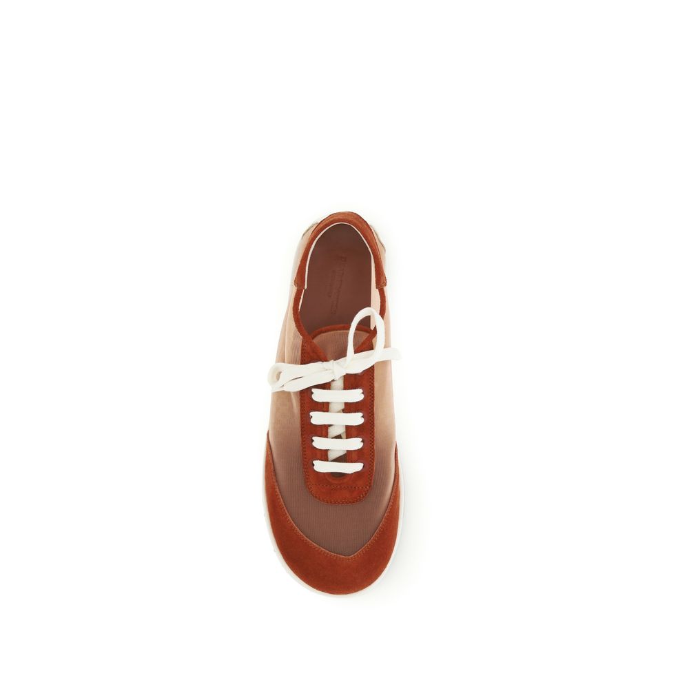 Red Polyester Low Top Sneakers