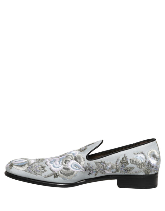 White Floral Embellished Men Loafers Shoes