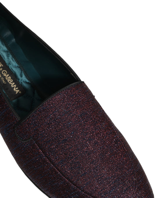 Maroon Glitter Lurex Logo Dress Loafers Shoes