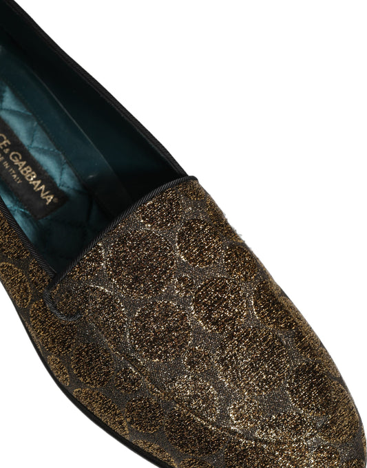 Gold Lurex Glitter Men Slip On Loafers Shoes