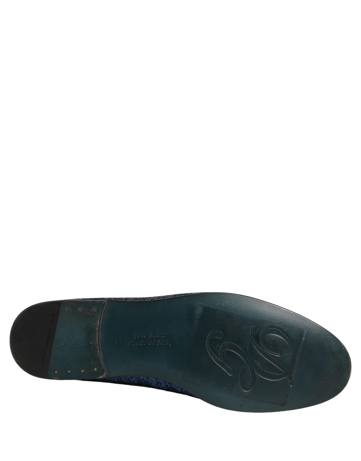 Blue Glitter Lurex DG Logo Dress Loafers Shoes