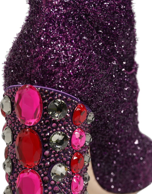 Purple Crystal Lurex Fantasy High Boots Shoes