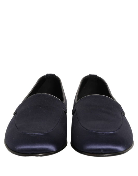Navy Blue Satin DG Logo Dress Loafers Shoes