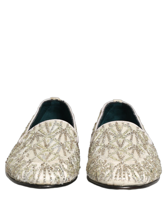 White Velvet Embroidered Dress Loafers Shoes