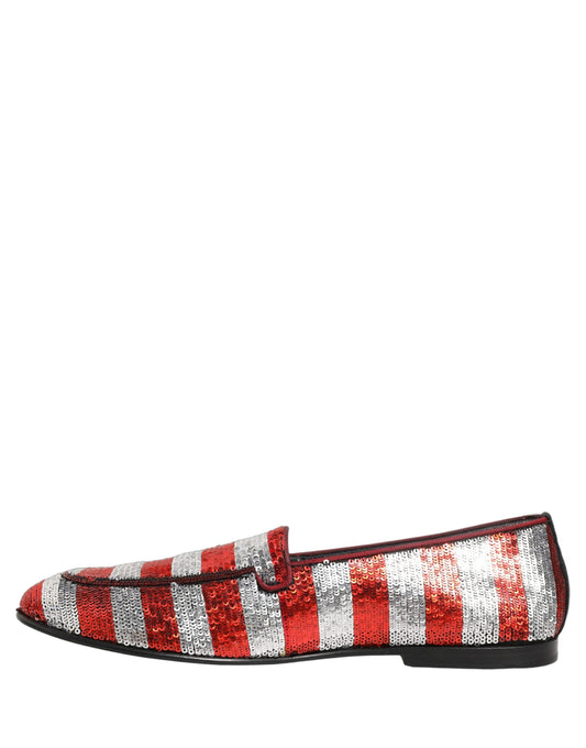 Multicolor Flag Sequin Dress Loafers Shoes