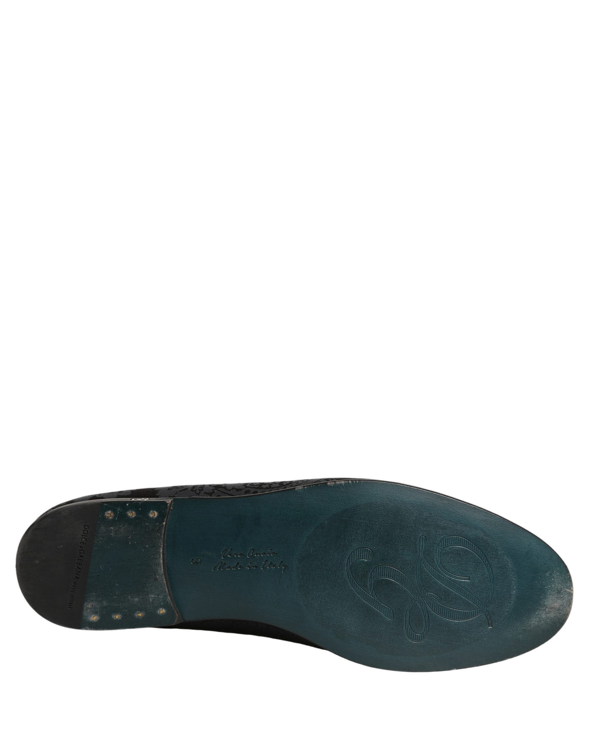 Blue Jacquard Leather Slip On Loafers Shoes