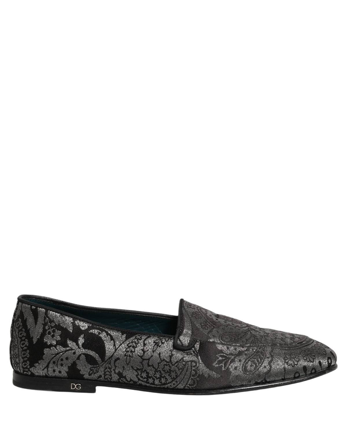 Silver Jacquard Leather Slip On Loafers Shoes