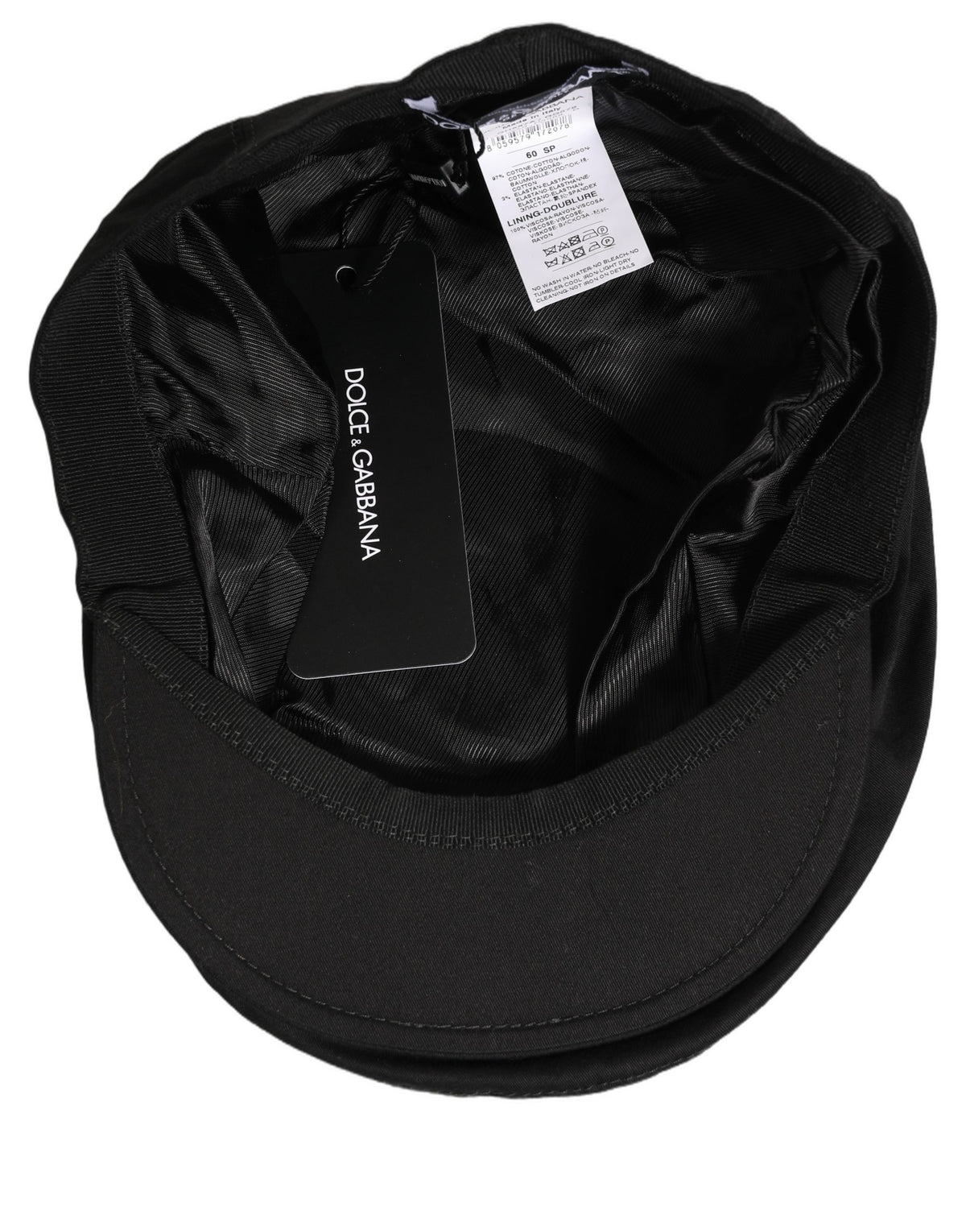 Men Black Cotton Stretch Newsboy Cloth Capello Hat