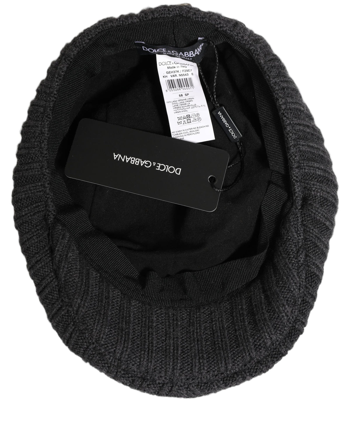 Men Dark Gray Wool Knitted Newsboy Capello Hat