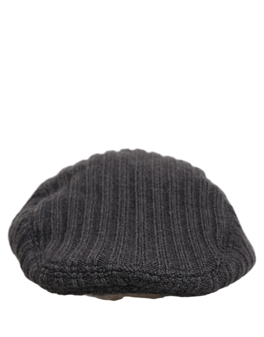 Men Dark Gray Wool Knitted Newsboy Capello Hat