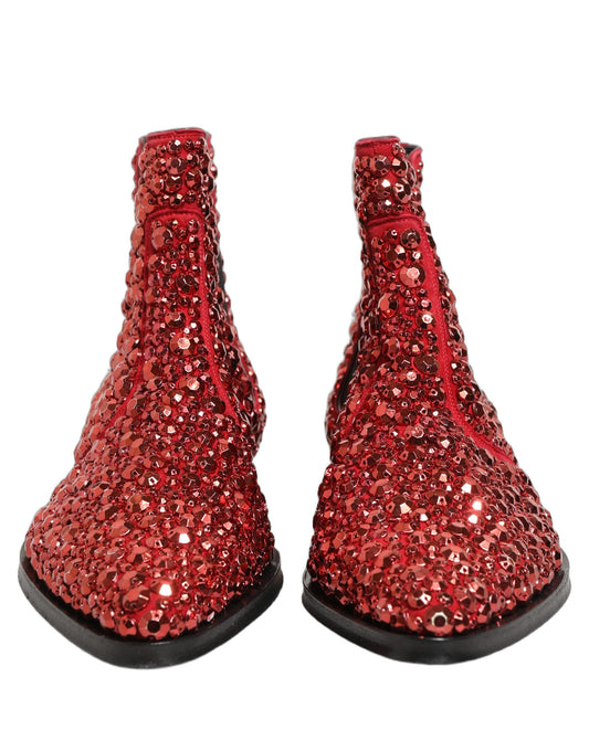 Red Embellished Chelsea Ankle Boots Shoes