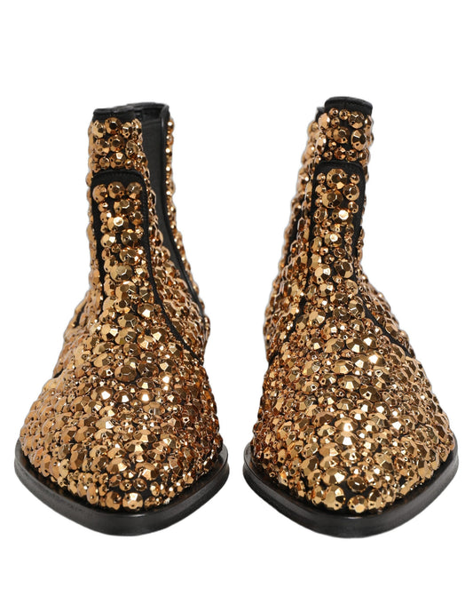 Gold Embellished Chelsea Ankle Boots Shoes