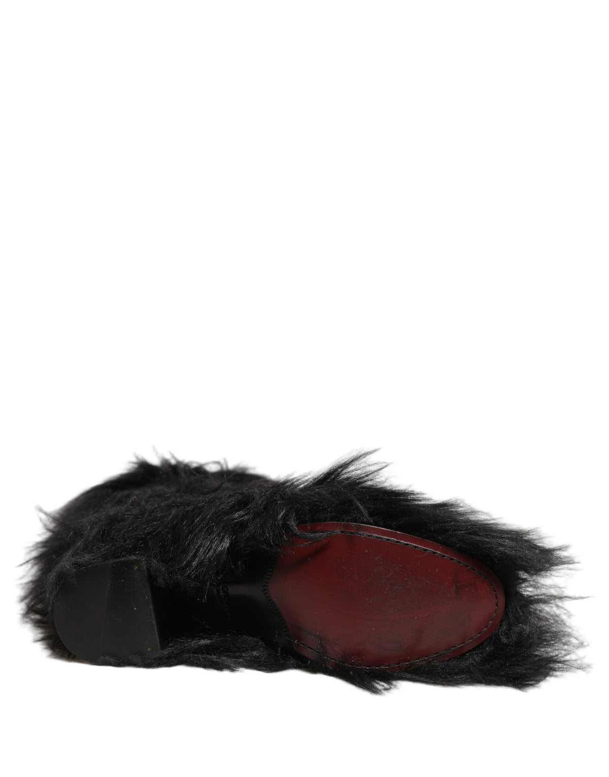 Black Faux Fur Mid Calf Winter Boots Shoes