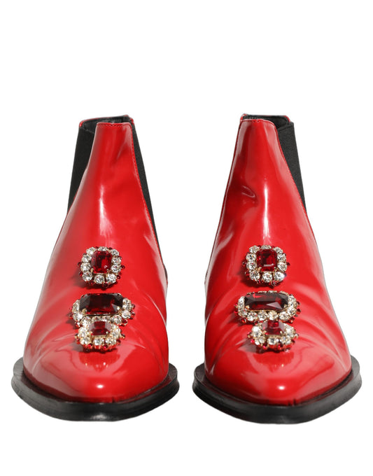 Red Embellished Chelsea Men Ankle Boots Shoes