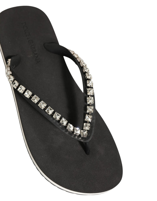 Black Embellished Rubber Flip Flops Men Shoes