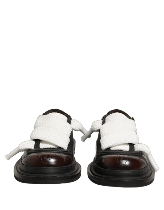 Brown Leather Slip On Flat Sandals Men Shoes