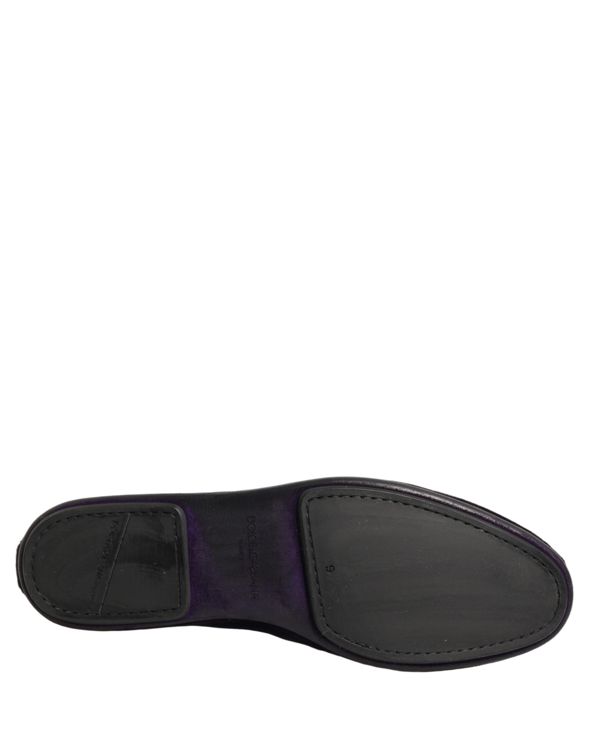 Purple Velvet Crown Embroidery Loafers Shoes
