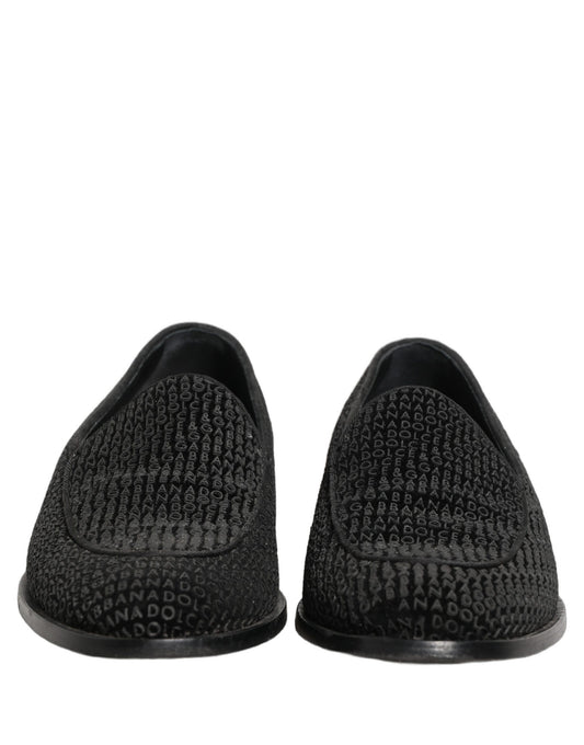 Black Logo Monogram Men Dress Loafers Shoes